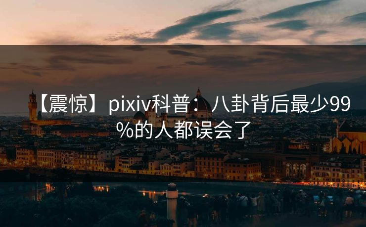 【震惊】pixiv科普：八卦背后最少99%的人都误会了