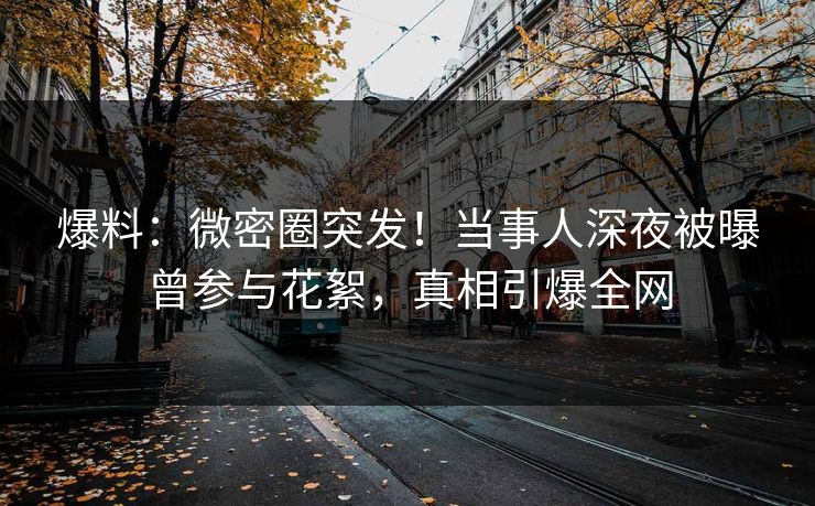爆料：微密圈突发！当事人深夜被曝曾参与花絮，真相引爆全网