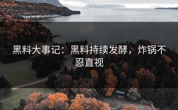 黑料大事记：黑料持续发酵，炸锅不忍直视