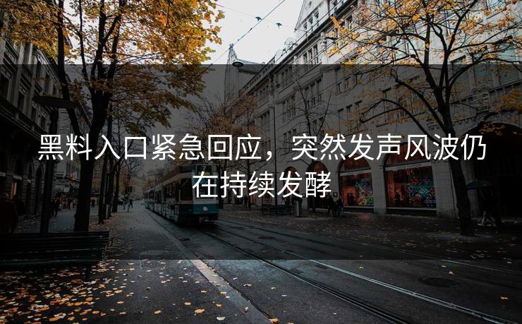 黑料入口紧急回应，突然发声风波仍在持续发酵