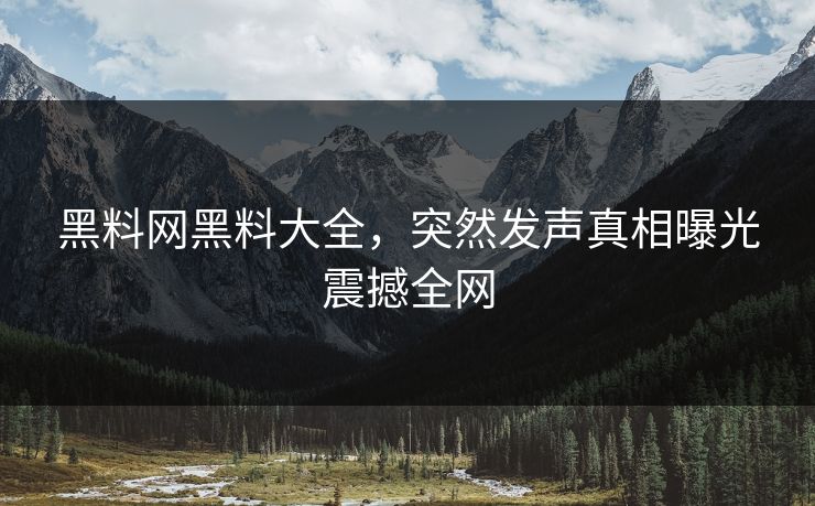 黑料网黑料大全，突然发声真相曝光震撼全网