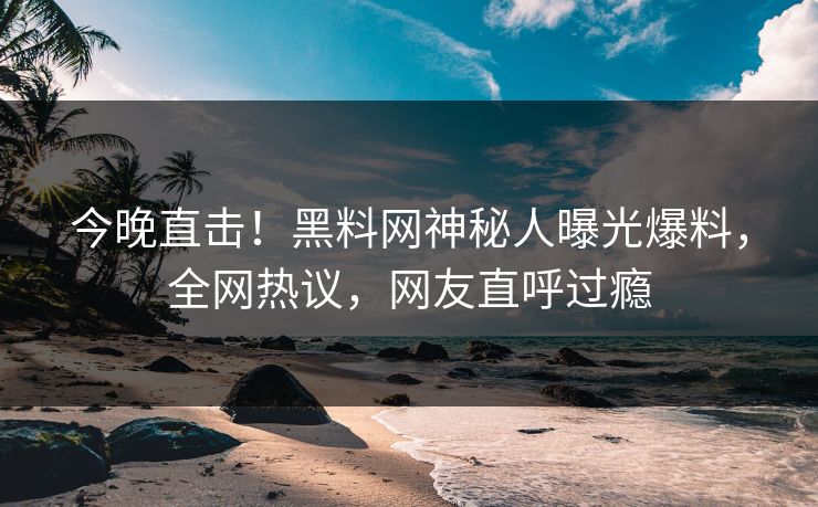 今晚直击！黑料网神秘人曝光爆料，全网热议，网友直呼过瘾