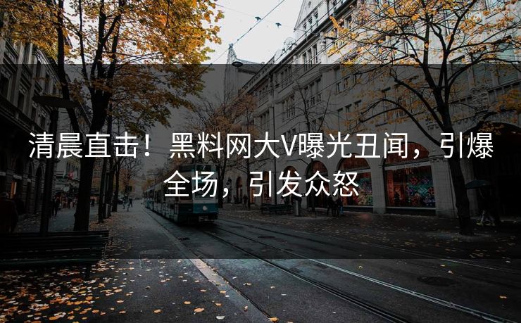 清晨直击！黑料网大V曝光丑闻，引爆全场，引发众怒