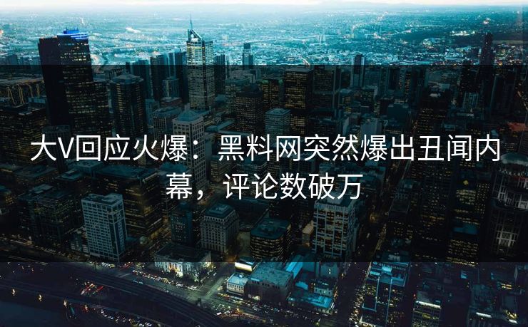 大V回应火爆：黑料网突然爆出丑闻内幕，评论数破万
