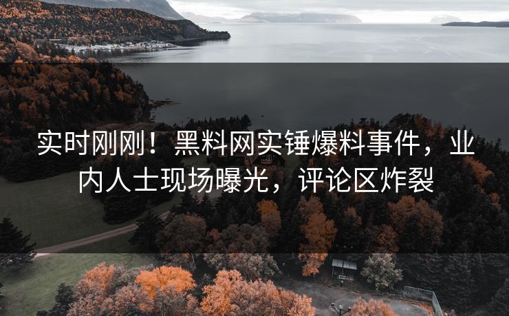 实时刚刚！黑料网实锤爆料事件，业内人士现场曝光，评论区炸裂