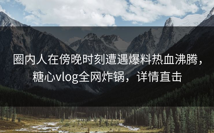 圈内人在傍晚时刻遭遇爆料热血沸腾，糖心vlog全网炸锅，详情直击